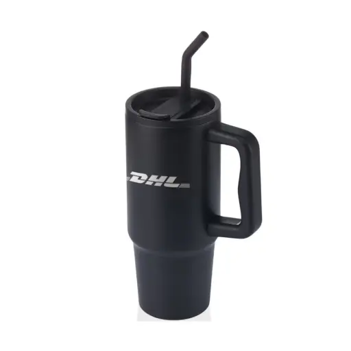 [DHL - DWHL 3181] BERN - Recycled Stainless Steel Tumbler with Reusable Straw - Black